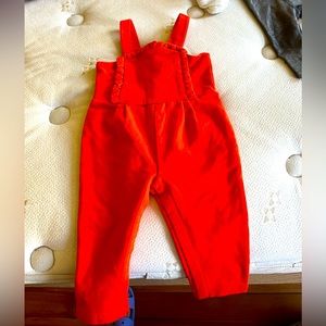 Janie and Jack orange-red toddler overalls NWT 18-24 months